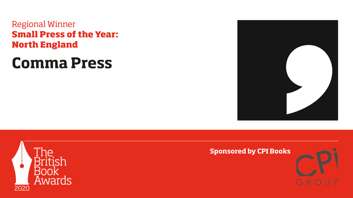 . @commapress Press is the North England regional winner! One thing we celebrate is that they gave voice to many neglected overseas and regional British writers...