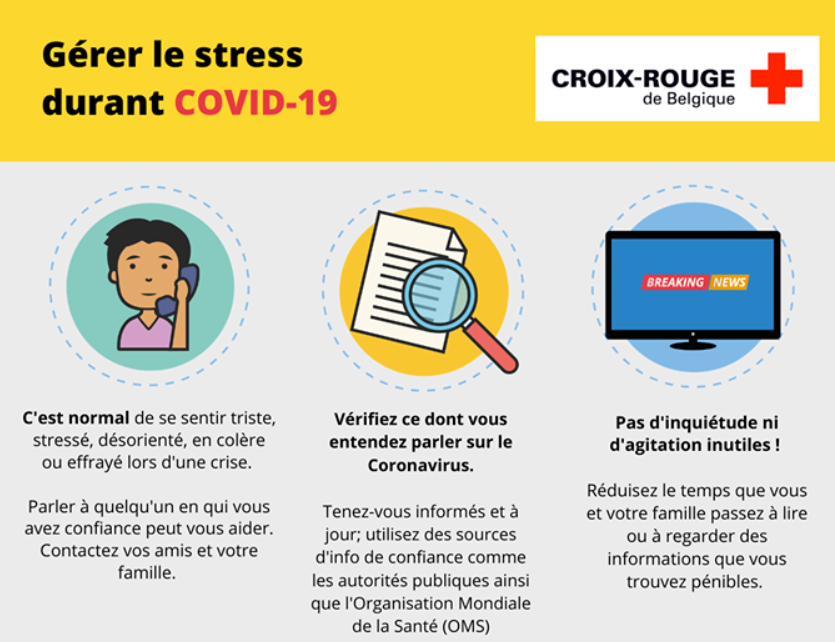 Solidairbxl's tweet photo. Gérer le stress durant #Covid_19 https://t.co/FB08BQ4yMl w/ @CroixRougeBE https://t.co/xPB1sOVxkw