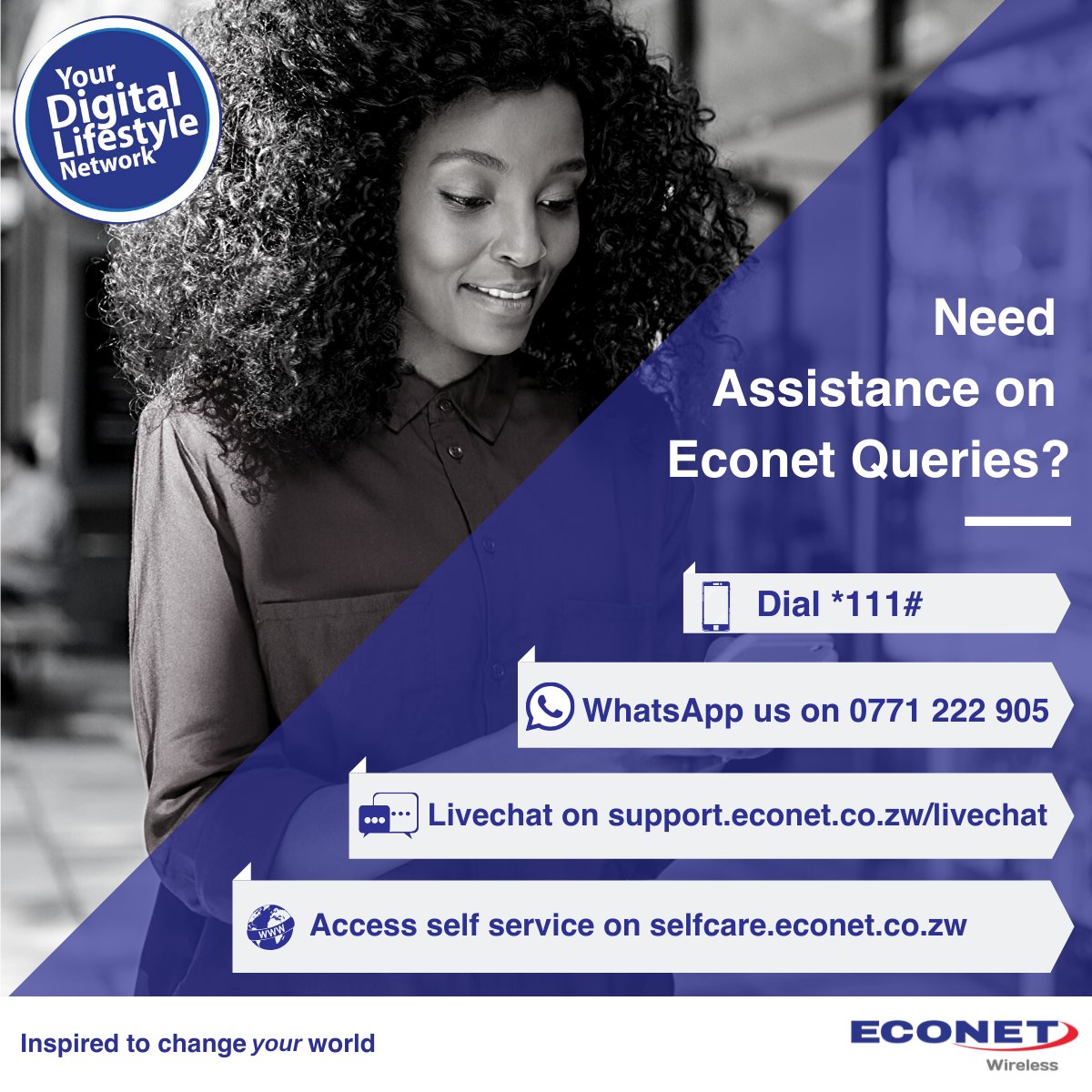 Need assistance on your Econet queries? Initiate self service on these channels anytime, anywhere! Avoid public gatherings. Let's stop the spread of #coronavirus #KeepCoronavirusOut