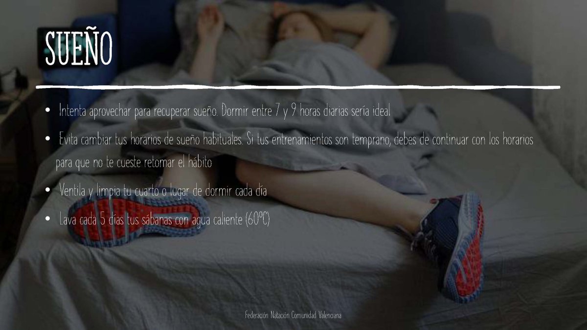 RECOMENDACIONES PARA DEPORTISTAS DURANTE MEDIDAS COVID-19 
<a href="/fncv_oficial/">FNCV</a>

SUEÑO: El descanso es un componente fundamental para todos y especialmente para los deportistas. Recuerda, recupera sueño, duerme entre 7 y 9 horas, no cambies tus hábitos, ventila y limpia el cuarto,...