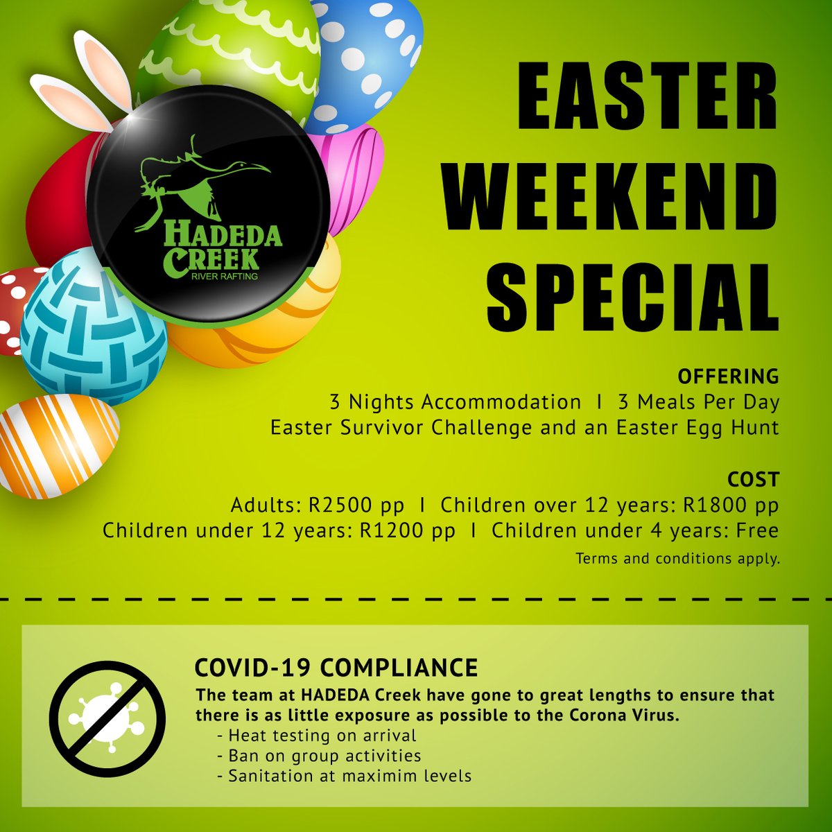 HadedaCreek's tweet image. Come and have an egg-citing Easter Weekend at HADEDA Creek! 
Games and an Easter Egg Hunt for Children and Adults alike! 
Contact us today to make your booking: 27 (0)76 947 5266 / info@rivers.co.za

#HADEDACreek #HISIDEGroup #EasterWeekend #EasterEggHunt #EasterWeekendIdeas