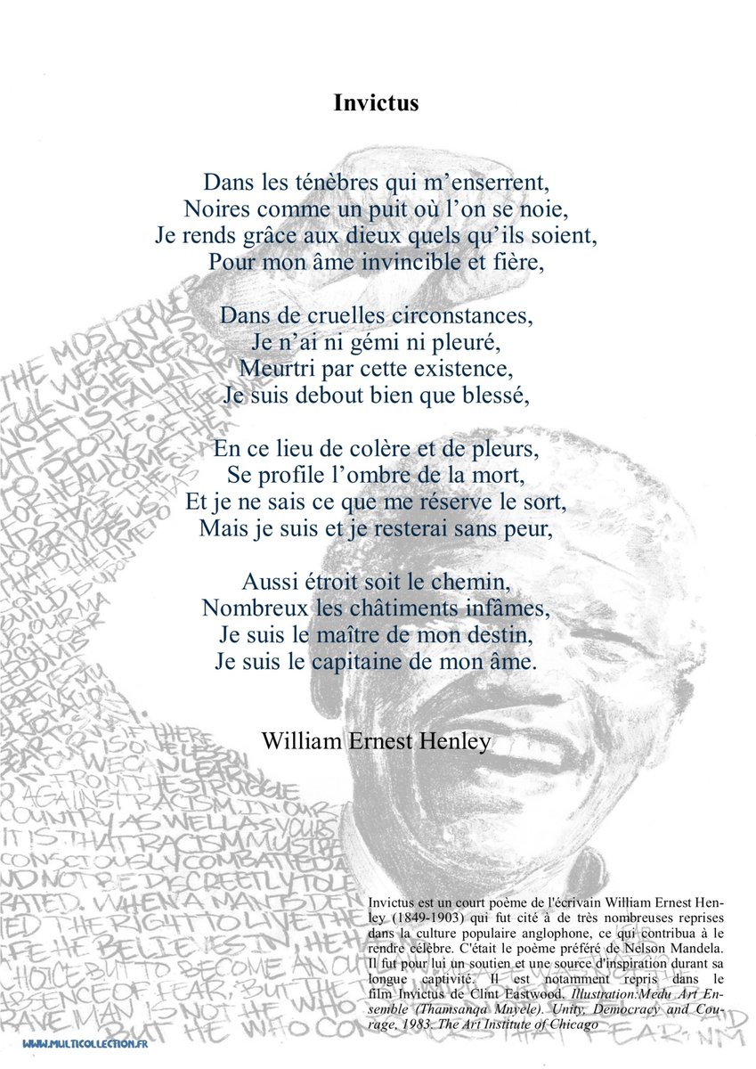 djclone92's tweet image. #Jour10 du #PrintempsdesPoètes : "Invictus" de William Ernest Henley poète, critique littéraire et éditeur britannique #WilliamErnestHenley #NelsonMandela #AfriqueDuSud #Invictus #Poème #Poésie #Courage #Culture #philatélie #philately #timbres #stamps