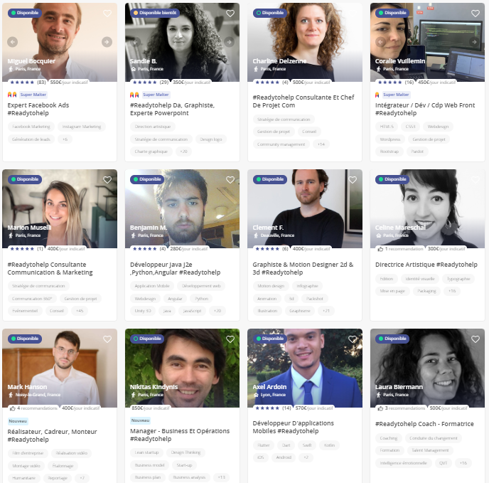 ❤️ Déjà plus de 150 freelances sont dispo bénévolement sur Malt pour apporter leur aider au personnel de santé, grâce à leur expertise : malt.fr/s?q=%23readyto…

Manifestez-vous également en ajoutant #ReadytoHelp à votre description de profil 💡