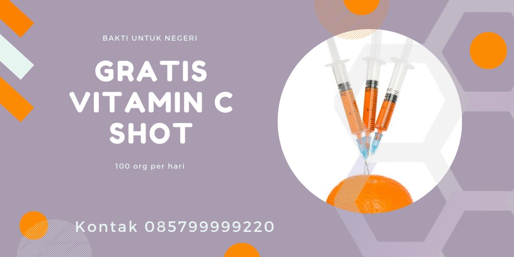 Dermalounge tetap buka agar tetap memberikan pelayanan bagi yang membutuhkan, terutama immune booster di saat-saat ini Sebagai bakti kami pada negeri, kami memberikan  1 gram vitamin C shot secara cuma cuma untuk 100 org setiap harinya 

Kontak arief 0857-9999-9220