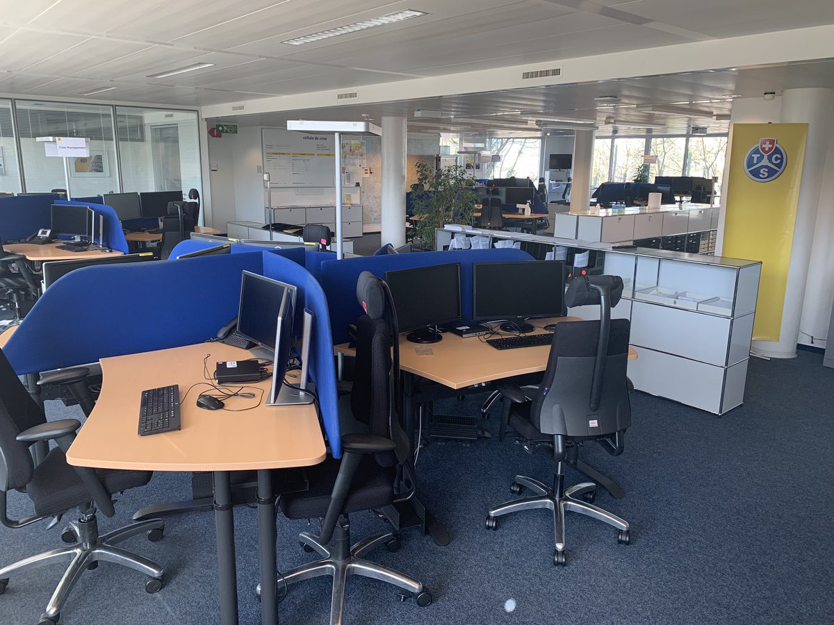 WittwerJurg's tweet photo. Unsere Notfallzentralen sind weitgehend auf Home-Office umgestellt. So können wir trotz Corona-Krise unseren Mitgliedern beistehen. Im Bild das Case- Management in Vernier heute morgen. Danke an alle Mitarbeitern des @TCS_Schweiz für ihren hohen Einsatz. #mytcs https://t.co/5TqZ0qX02d