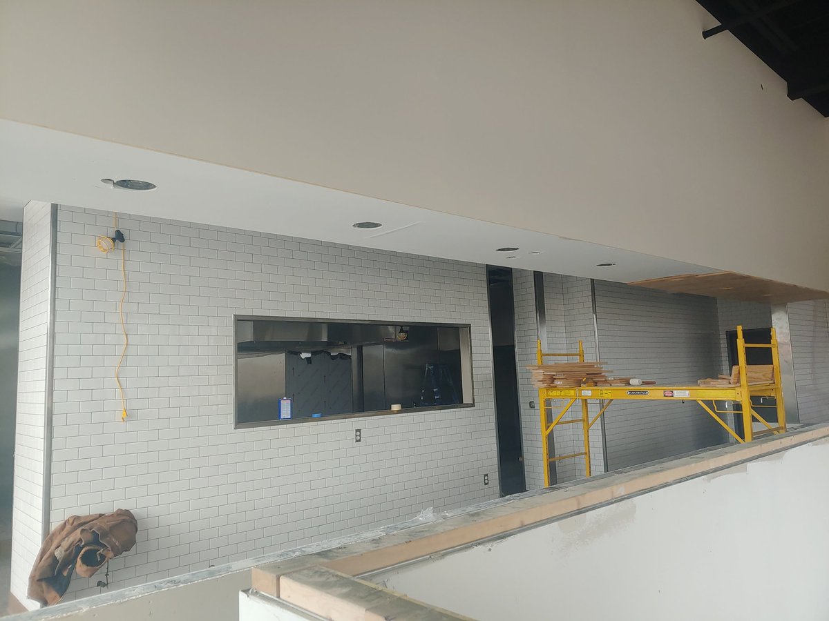 EdgeAdaptive's tweet image. T&amp;amp;G ceiling install over last weekend. Walls and trim out this weekend. #carpentry #millwork #restaurants