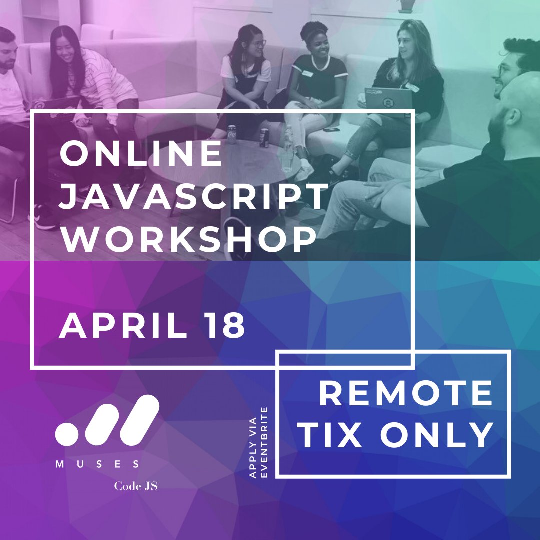 We're happy to share that our beginners' Javascript workshop will now be 100% remote, thanks to the support of our team. 

Register at the Eventbrite link for a fun-filled day of learning!👩🏽‍💻👇🏽

bit.ly/2xsLZW5

Stay safe everyone 🙏🏽💞