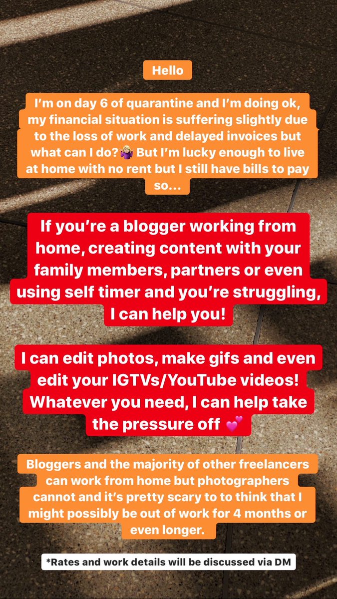 IF ANY BLOGGERS, YOUTUBERS OR PR COMPANIES NEED A PHOTOGRAPHERS SERVICE I AM AVAILABLE! 

instagram.com/sarahellen_pho…

DM OR EMAIL ME 😭