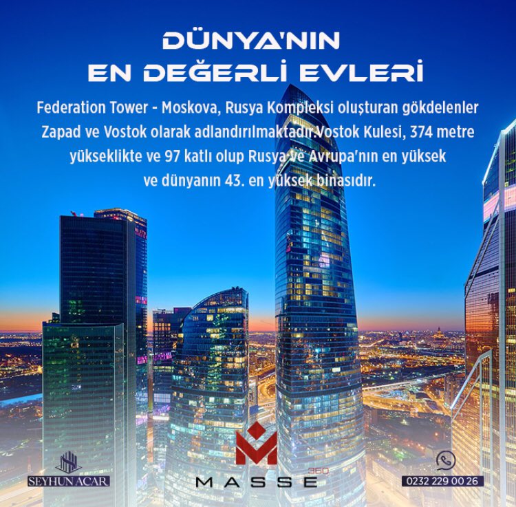 Dünya'nın En Değerli Evleri

Federation Tower - Moskova, Rusya