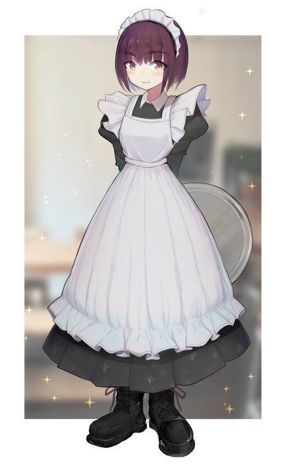 メイド服の練習にオリジナルブーツメイドさん 