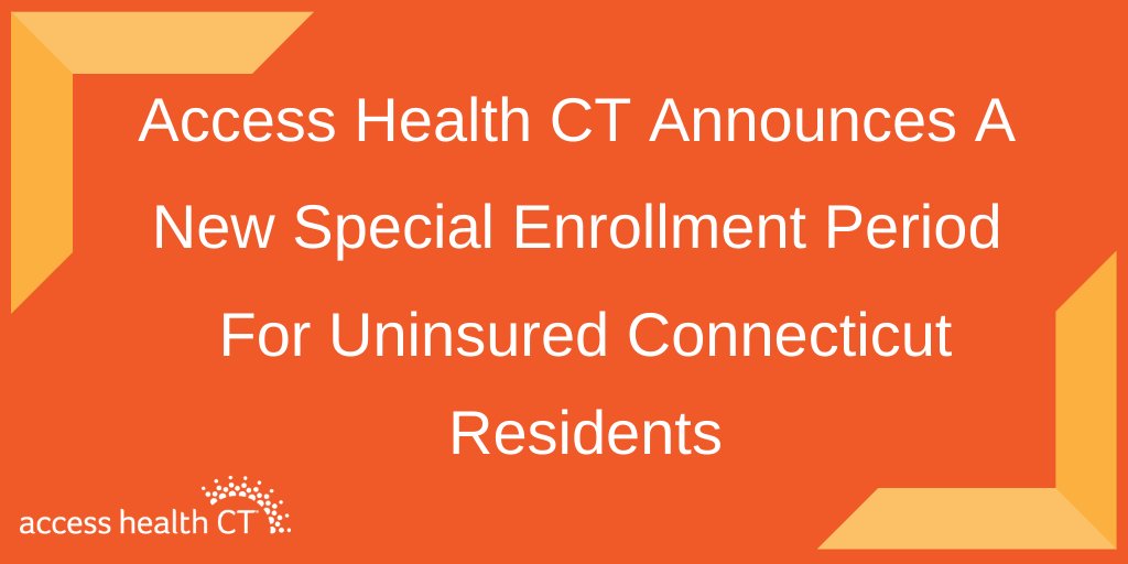 Due to the spread of the coronavirus, COVID-19, Access Health CT announces a NEW Special Enrollment Period for uninsured CT residents to enroll in health insurance, starting Thurs, March 19 &amp; ending Thurs, April 2, 2020. Call 855-365-2428 to enroll. bit.ly/3db15Qs