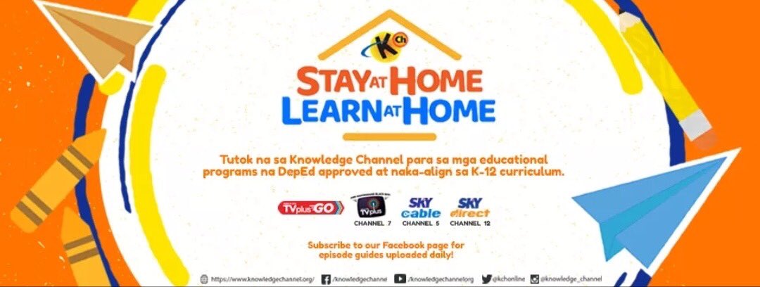 iamjamesbanaag's tweet photo. With a whole month to spend at home, students need not stop learning because they can catch the lessons they will miss this fourth grading period on Knowledge Channel under its “Edukalidad sa Kalamidad Emergency Education Program.” #AngSayaMatuto #StayAtHomeLearnAtHome https://t.co/KAVHDurV9N