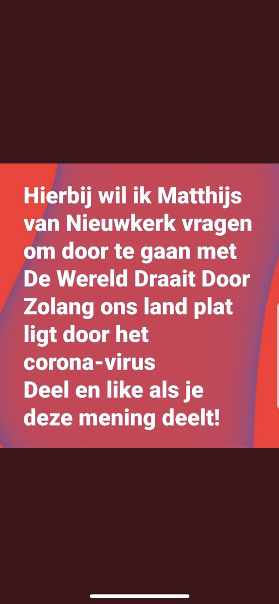 Ik vind het onverantwoord als Mathijs zou stoppen nu. We hebben onze rituelen nu meer nodig dan ooit. ☺️