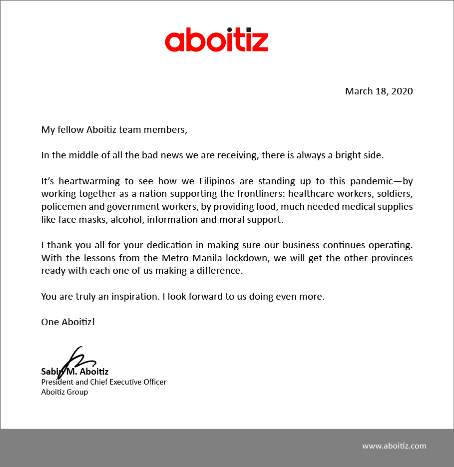 AboitizFDN's tweet photo. #OneAboitiz amidst the COVID-19 crisis https://t.co/IGUJpLuuYK