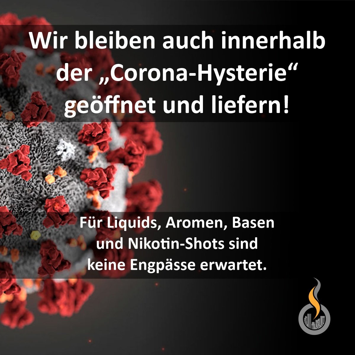 besserdampfen's tweet photo. Seit Wochen bestimmt dieses C-Ding 🦠unseren Alltag … Deinen wie auch unseren.

Mit Mehl &amp; Klopapier können wir leider nicht aushelfen, aber auch innerhalb der „Corona-Hysterie“ bleiben wir geöffnet  und liefern.

Die Lieferzeiten sind immer noch schnell, es droht kein Engpass. https://t.co/vhja4XthuZ