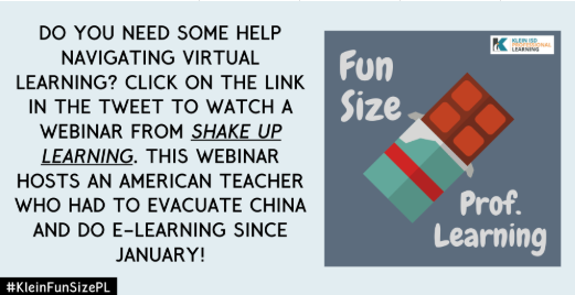 Fun Size PL Strategy of the Week!  Check out Kasey Bell's webinar! #KleinFunSizePL
 shakeuplearning.com/free-webinar-o…