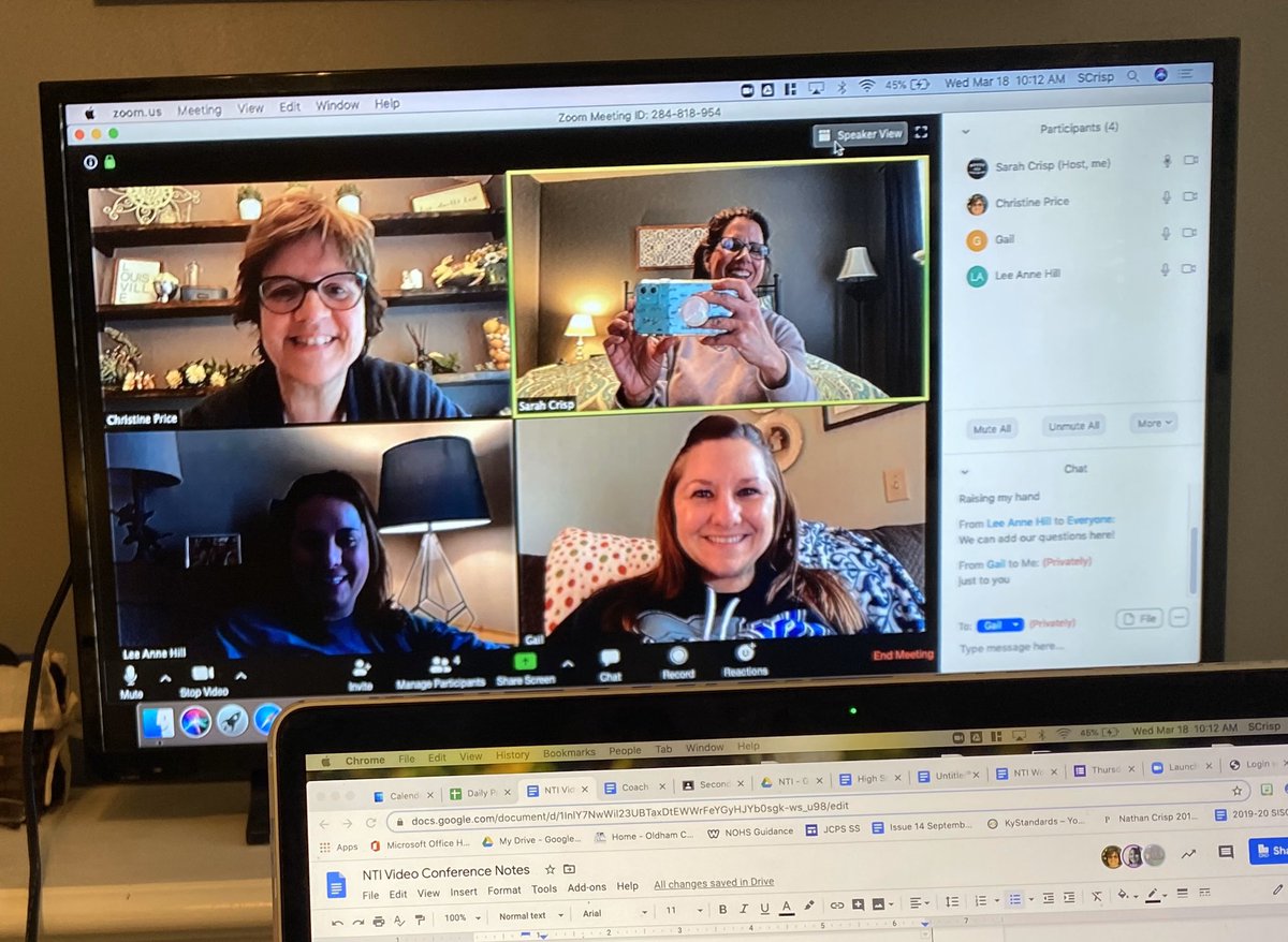 SarahCCrisp's tweet photo. One of the best parts of an NTI day is video conferencing and collaborating with secondary instructional coaches. Love seeing your faces, even from afar! #TeamOldham #impactOC https://t.co/WwGQN4om6h