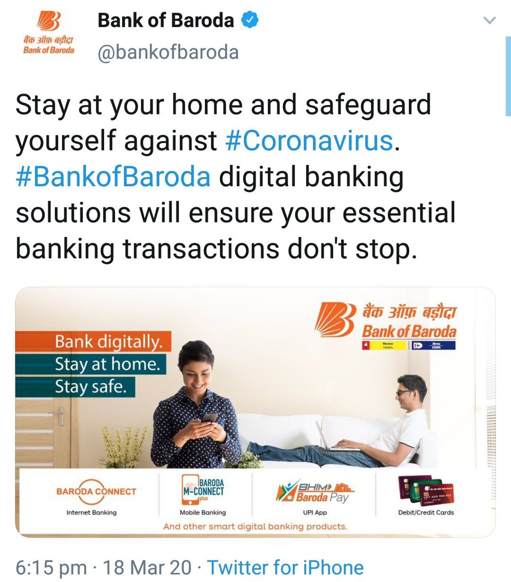 idesibanda's tweet photo. Every Public Sector Banks appealing Customers not to visit Branches &amp; stay home. Use digital channels for day to day Banking activities.

Don't rush to Branches.
#StaySafeStayHome 
#COVID2019india 
#coronavirusindia https://t.co/dllahE2ERc