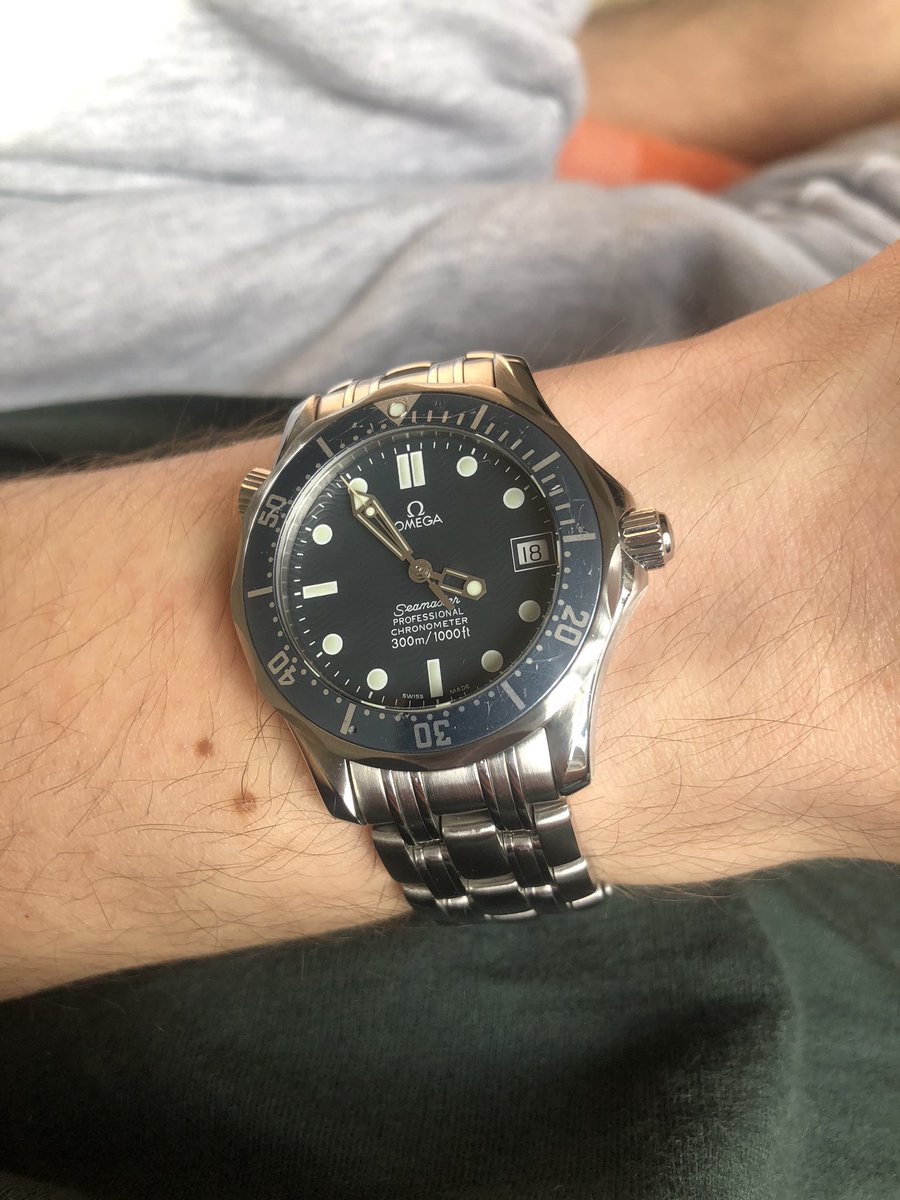 omega seamaster midsize on wrist