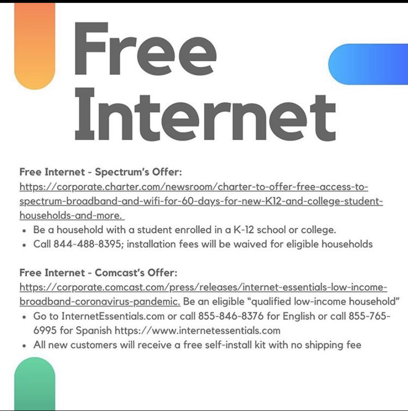 If anyone know of any students or families in need of internet please see the information below! #Repost #RETWEEET #share #TeamEMPOWER