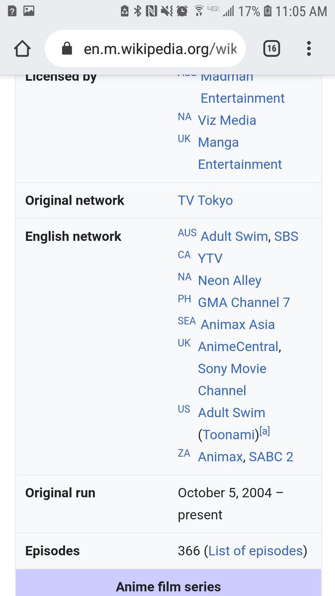 Bleach anime wikipedia page updated.