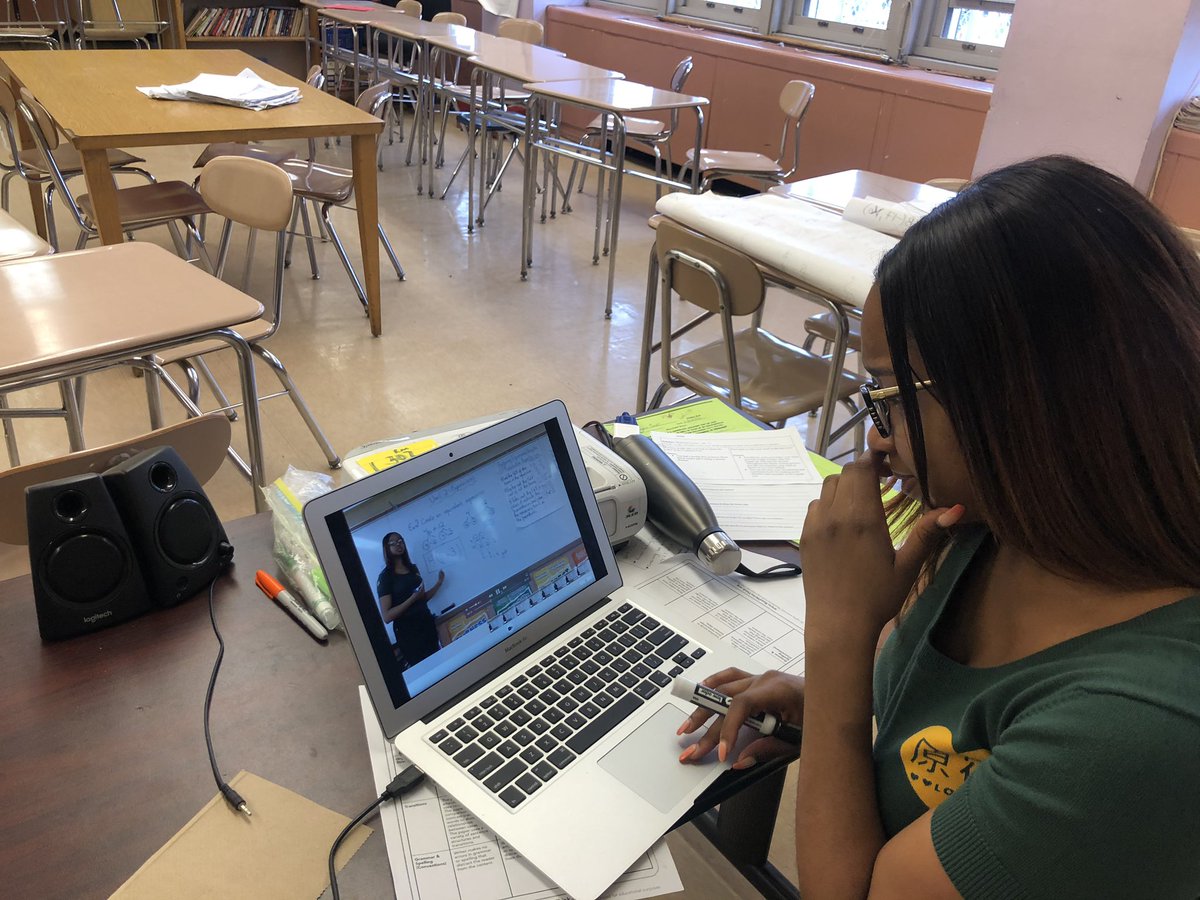TheLopezEffect's tweet photo. Innovation in practice! Ms. Eustache has used her classroom @Apple laptop to record videos that offer lessons and step-by-step unit reviews that will be uploaded on @Google classroom and the @motthallbriges channel @YouTube to support her scholars. #Teaching4IR #edchat #COVID19 https://t.co/kkOo2KH7Bf
