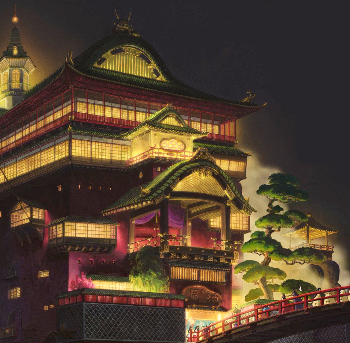 Vertical backgrounds from Spirited Away (Sen to Chihiro no Kamikakushi, 千と千尋の神隠し, 2001 Studio Ghibli)