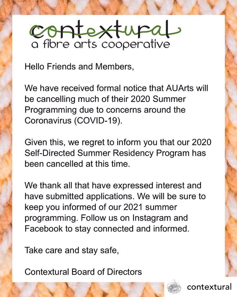 contexturalart's tweet image. Sorry to announce that our residency is cancelled at this time 😔