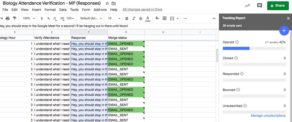 science_at_bsm's tweet image. Using the Sheets add-on #yetanothermailmerge to add another layer of connection to some @bsmredknights