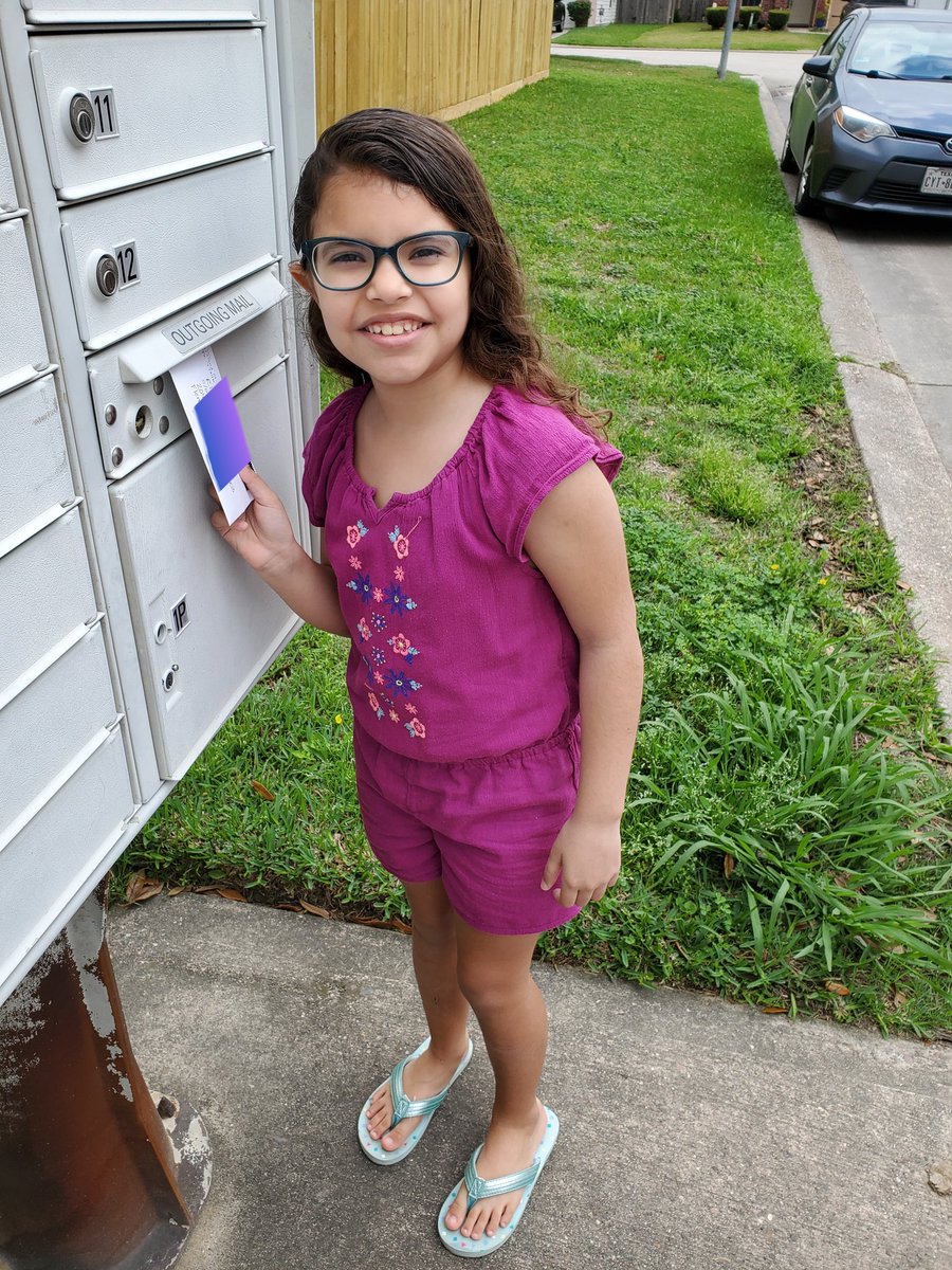 KasandraElvir's tweet image. Evie just completed her first distance learning assignment!  She practiced her letter writing skills by writing a letter to her teacher's father-in-law who is in a nursing home and can't have visitors at this time. @HumbleISD_TE @lsmithclass