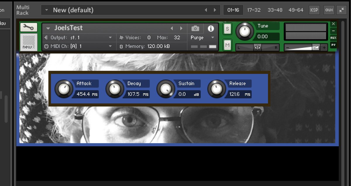 JoelBulle's tweet image. I wrote a script for #Kontakt! Didn't know what I was doing 95% of the time but somehow it worked. Now I've got ADSR-controls in for my home built sample libraries! First steps toward sharing some of my instruments. Now to the GUI... #firstscript #rocketscience #GameAudio