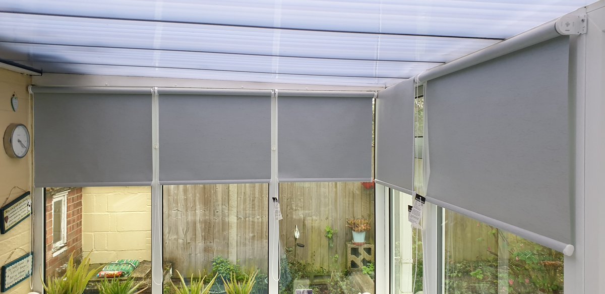 Beautiful #lightgrey #rollerblinds in a #conservatory #shade #privacy