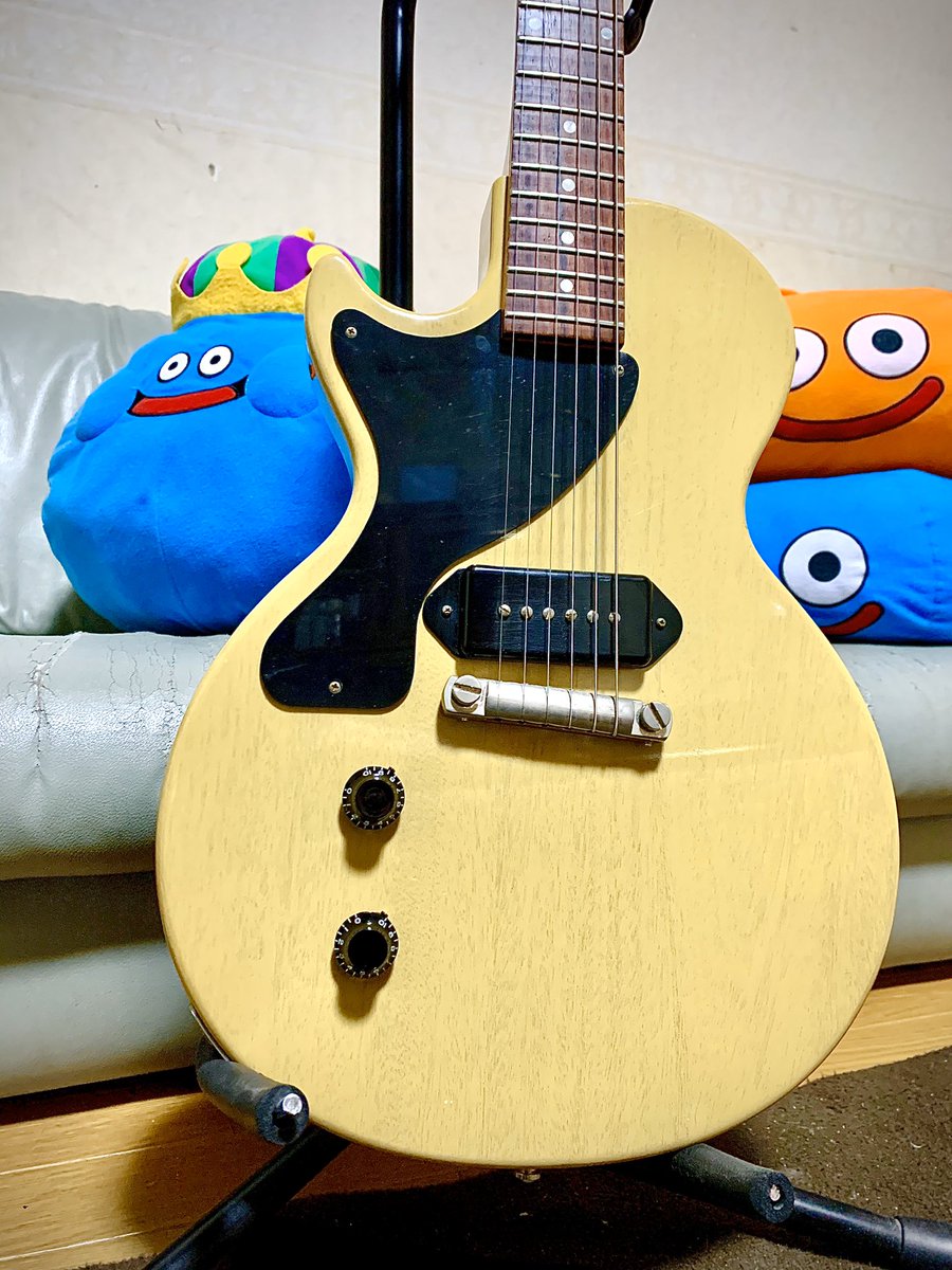 梶栗嘉人 Banana Chips My New Gear Gibson Custom Shop Les Paul Junior 1957 Lefty 実はずーっと欲しかった P 90ピックアップの一本 ただレフティということもあり ずーっと探して手に入れました Tvイエロー単色 1ピックアップ 不器用な