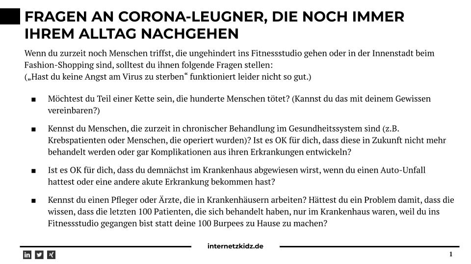 chkworldwide's tweet photo. Fragen an #coronavirus Leugner: https://t.co/ZhaJsUNKjj #StayAtHome #Ausgangssperren https://t.co/wJybBKteWo