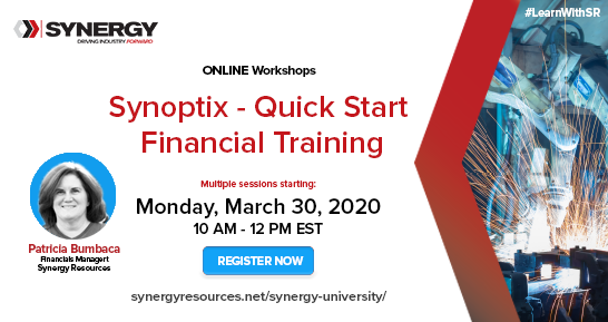 SR_MFG_ERP's tweet photo. Register now for our "Synoptix - Quick Start Financial Training" Online Workshop. Attendees will be introduced to Financial Report Development & a tour of #Synoptix menus that include Setup, Help, Reports and more! Details & registration: https://t.co/8TTHCeR48T #LearnWithSR https://t.co/NqjiAqIR53