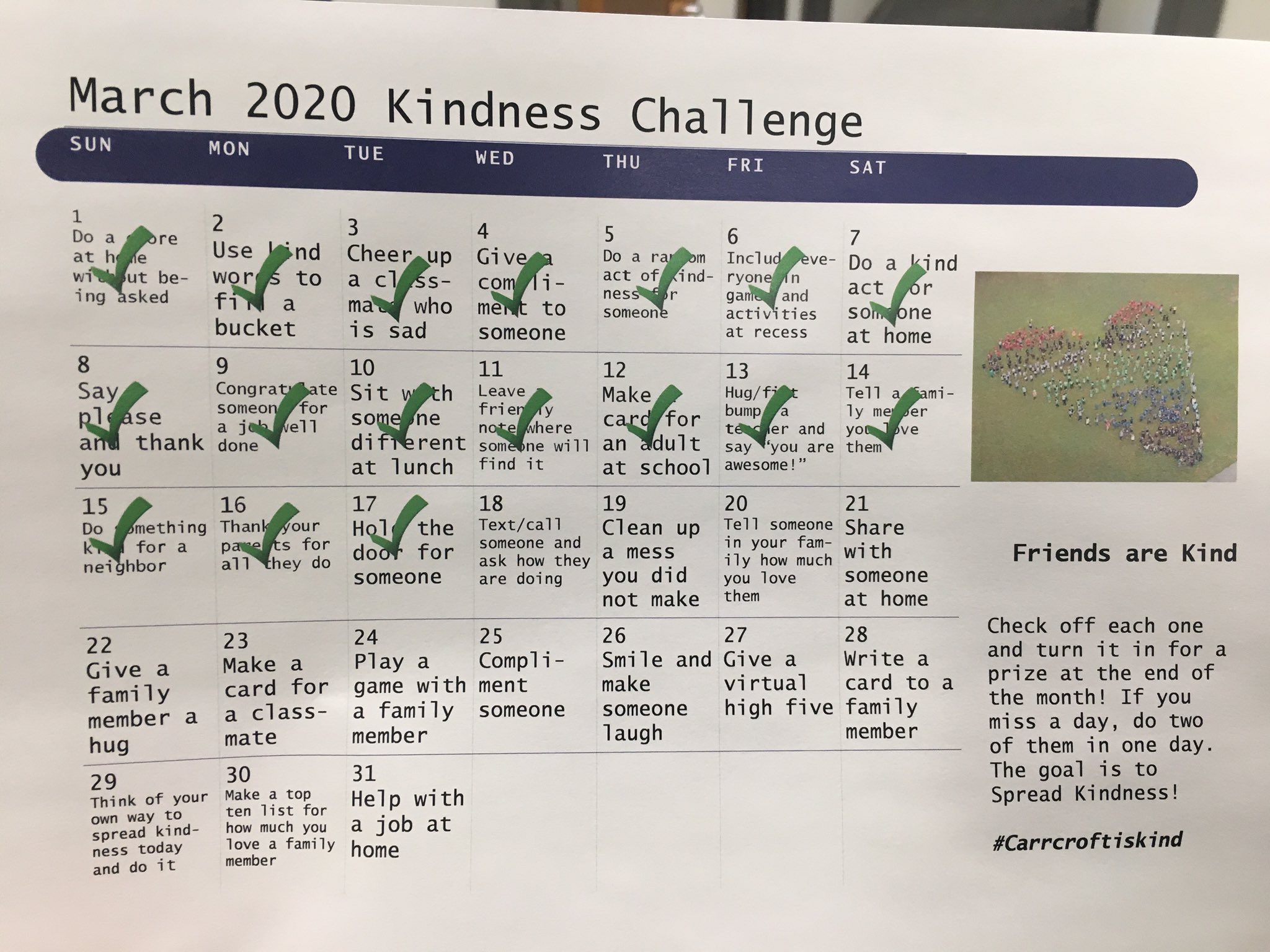 Carrcroft Elementary al Twitter "Kindness Calendar Updates! 