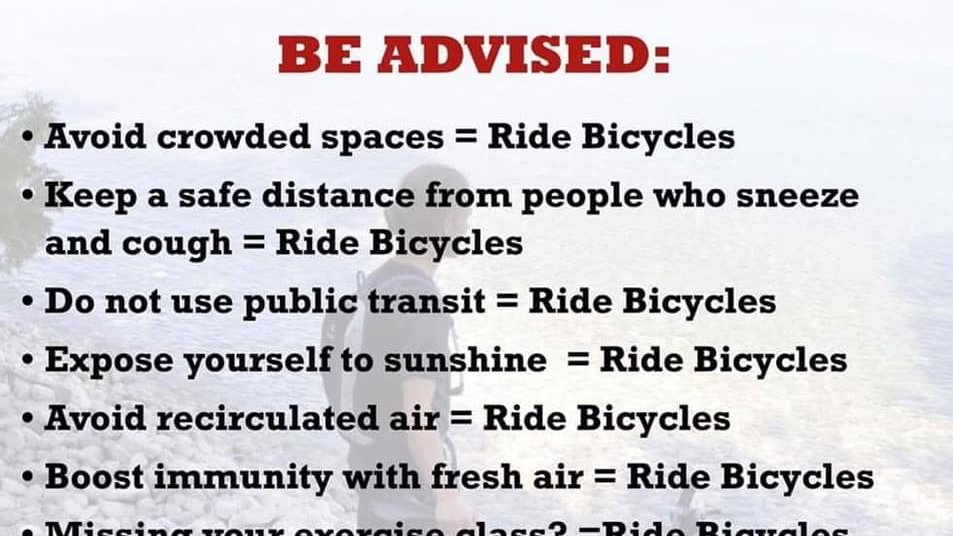 bike_geeks's tweet photo. True story. #bike #cycling #bikegeeks #coronavirus https://t.co/b8CtCbFTzZ