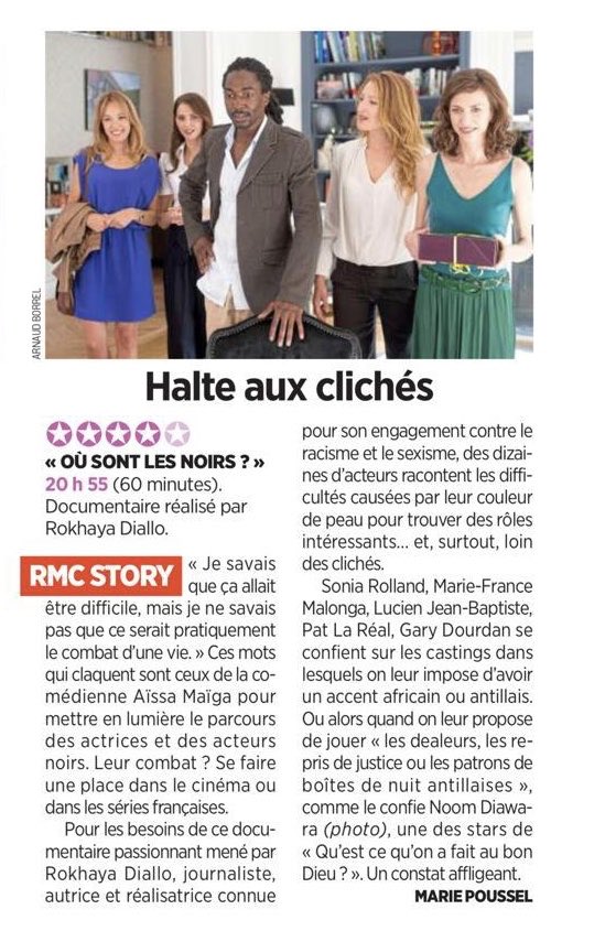 RokhayaDiallo's tweet photo. Critique de mon documentaire #OuSontLesNoirs dans  @le_Parisien:
«Pour les besoin de ce documentaire passionnant (...) des dizaines d’acteurs racontent les difficultés causés par leur couleur de peau pour trouver des rôles intéressants.».

🗓📺RDV ce soir à 20h55 sur @RMCStory https://t.co/jV3lbwz0CY