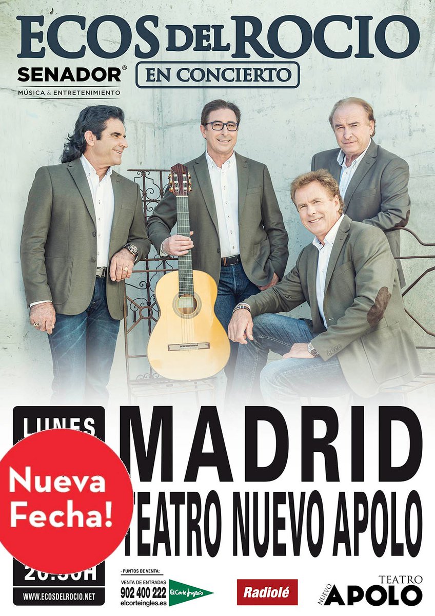 Toma nota: el 22 de junio es la nueva fecha para el concierto de #EcosdelRocío en el <a href="/nuevoapoloofic/">Teatro Nuevo Apolo</a> de #Madrid.

ℹ️ Lee el comunicado completo: ow.ly/YsV350yONdI