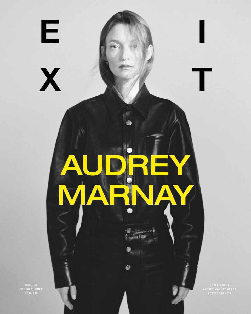 TWO DECADES OF EXIT COVERS 
VOLUME FOUR NUMBER TEN
SPRING SUMMER 2020
AUDREY MARNEY 🌷
COVER 8 of 10
Talent <a href="/AudreyMarnay/">Audrey Marnay</a> <a href="/IMGmodels/">IMG Models</a> 
Photography Guillaume Roemaet 
Fashion <a href="/samranger/">Sam Ranger</a> 
#audreymarney #bottegaveneta #ss20 #exitmagazine @BottegaVeneta 
Purchase tap link in bio 🔗