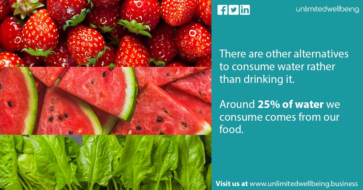 Here are foods with high water content:
- Strawberries 🍓, watermelons 🍉, spinach (90-99% water)
- Apples 🍏, grapes 🍇, broccoli 🥦 (80-89% water)
- Bananas 🍌, avocado 🥑, baked potato 🥔 (70-79% water)
- Pasta, salmon, chicken breast (60-69%)   
#NHWeek <a href="/NHWeek/">N&H Week</a>