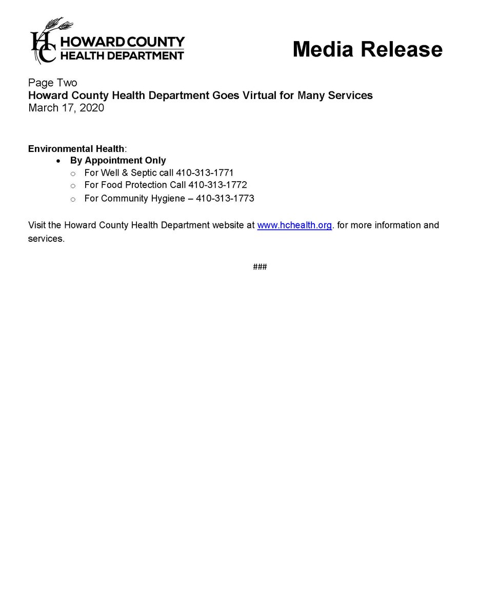 Following best practices during this critical time, HCHD will be open for only for essential services. Appointments must be scheduled in advance. Other programs and services are being offered elsewhere or remotely. 

Visit hchealth.org for more information and services