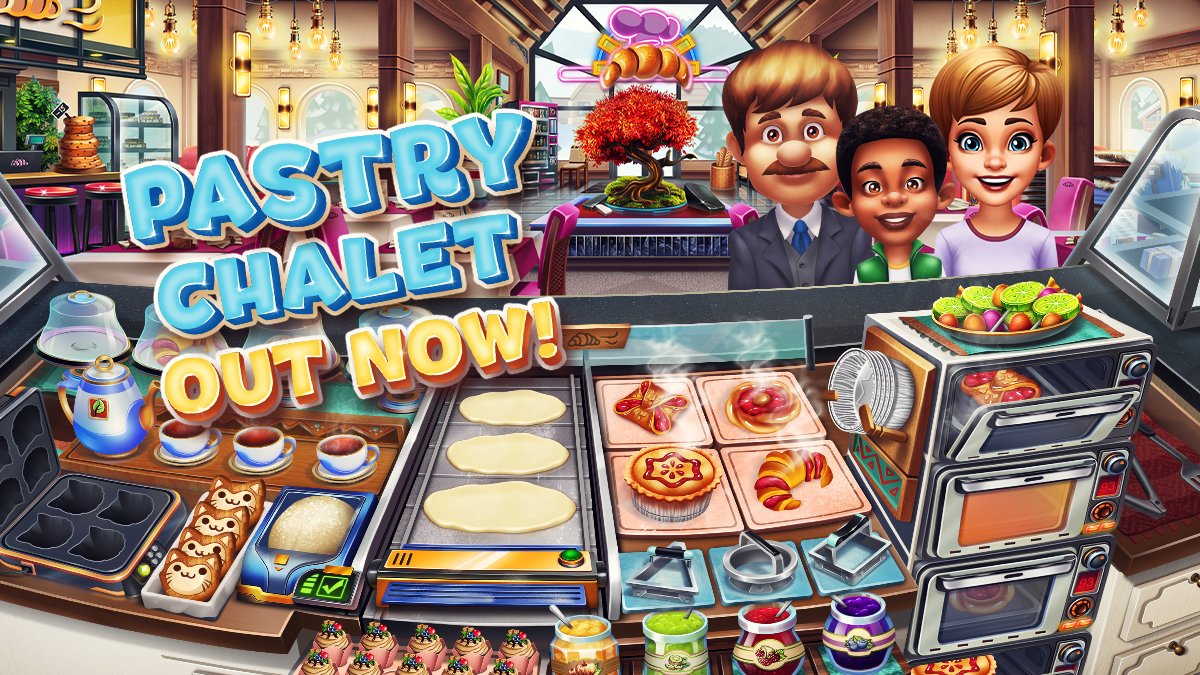 Our new Cooking Fever restaurant is called Pastry Chalet and it's out NOW!
The smell of freshly made pastries surrounds the Alpine Resort. It's time to roll up your sleeves, knead the dough and bake some delicious pastries! https://t.co/Da1wFrAqvT https://t.co/0iogASUr5v