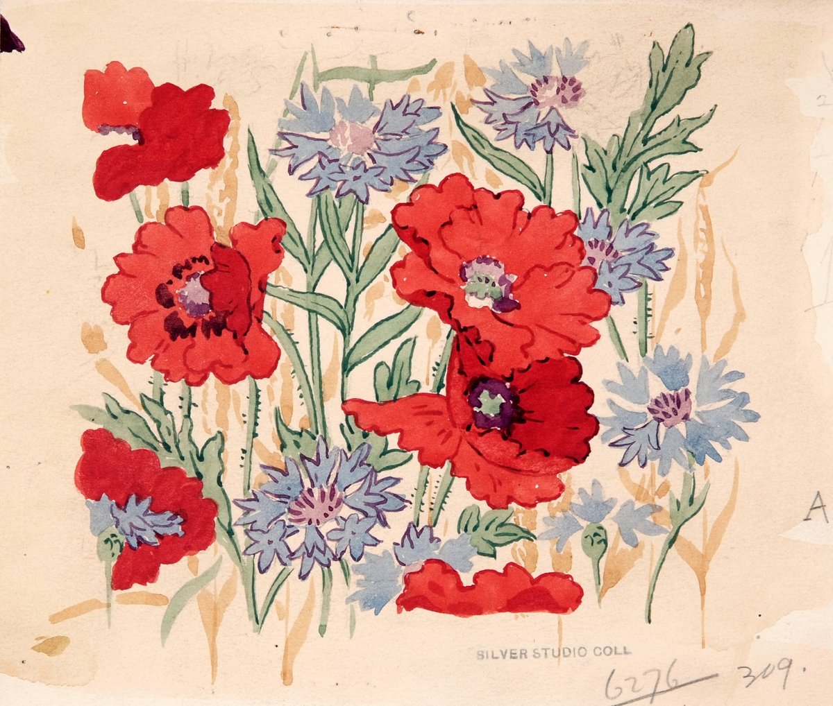 MoDAMuseum's tweet image. MoDA's Petal Power publication features the work of women employed by the #SilverStudio in #London between 1910 and 1940.  This late 1920s design for a dress silk features poppies and cornflowers, and is by Madeleine Lawrence ow.ly/WFXS50yN3yt  #WomensHistoryMonth