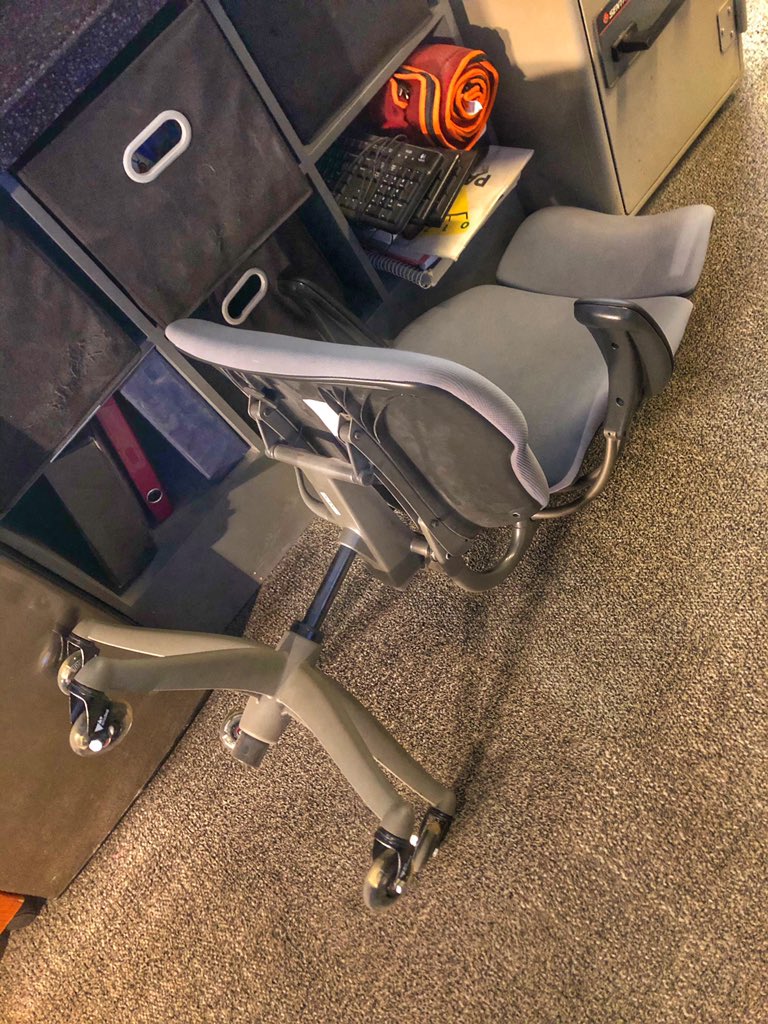 #coronavirus has it’s first office victim! My chair was a good chair, a reliable chair, a chair I could really trust to be there for me! I will be standing in its honor. Godspeed chair! #COVID #ksltv  #smile #WashYourHands