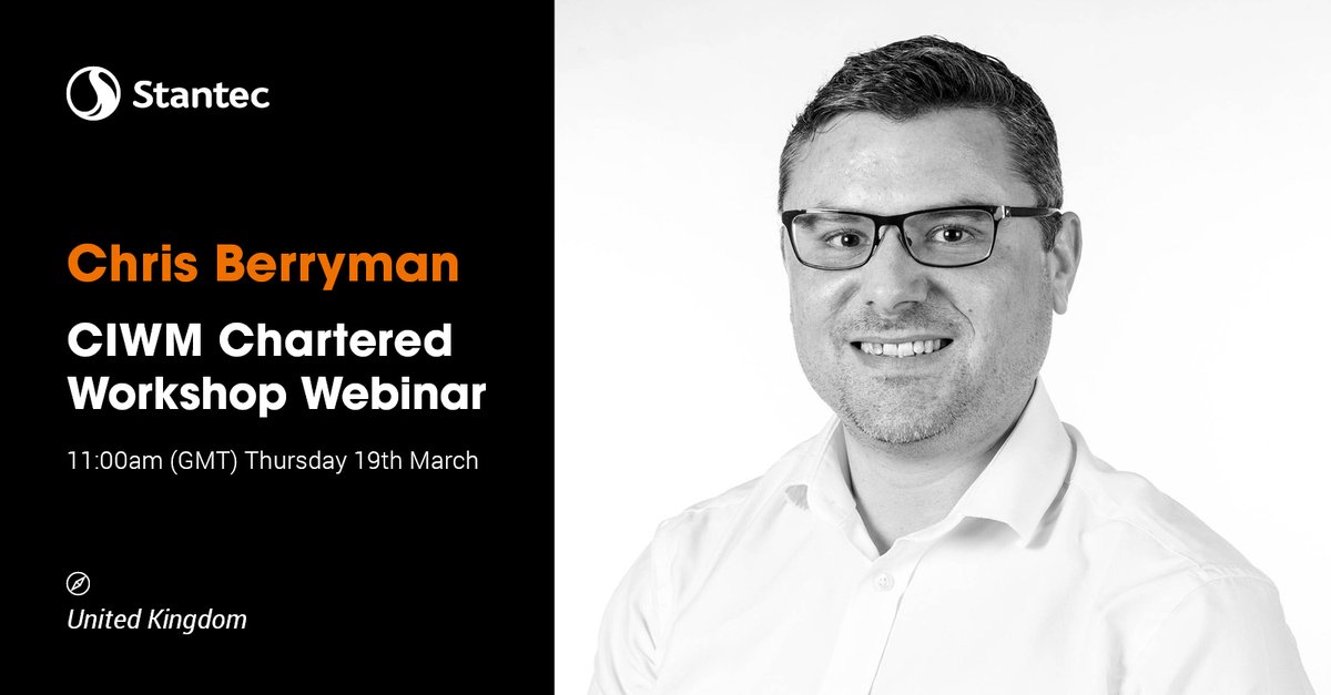 #StantecProud Principal Consultant, Chris Berryman, will join the panel on <a href="/CIWM/">CIWM</a> Chartered upgrade webinar, 19 March, sharing his insight as a recently Chartered Resource &amp; Waste Manager: ow.ly/Lkwz50yOOid