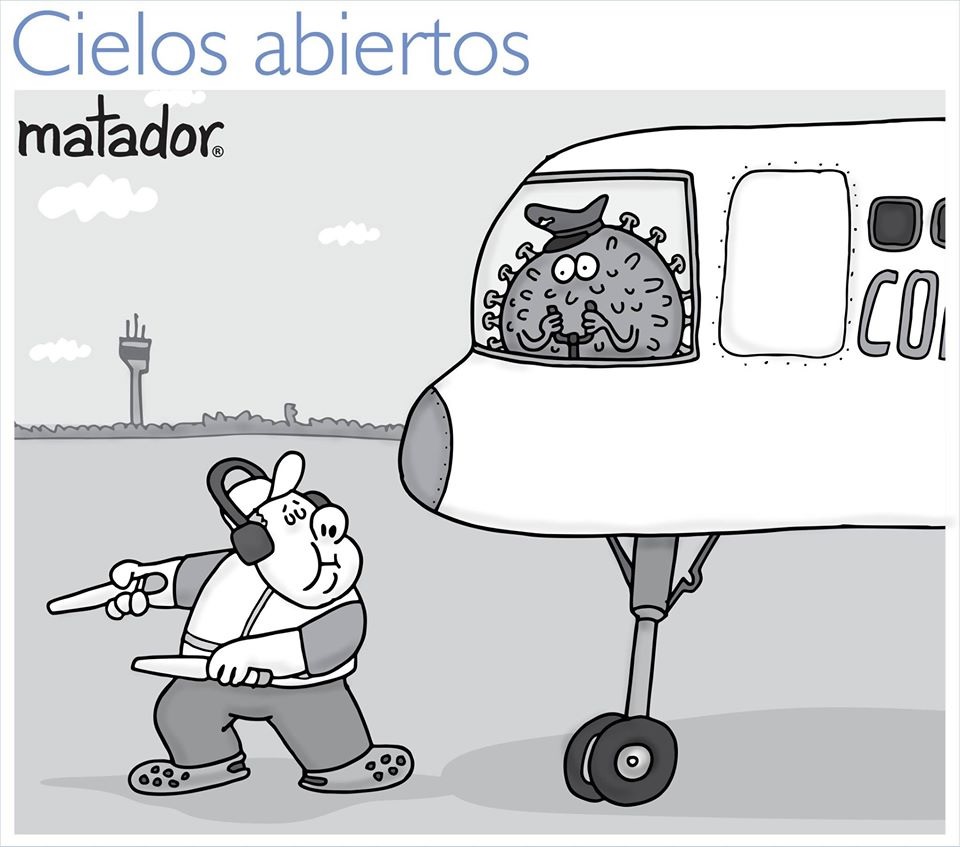 cronistaibague's tweet photo. #Caricatura | El caricaturista Matador nos ilustra con su trabajo "Cielos Abiertos" sobre el aeropuerto Internacional el Dorado. Este es un caldo de cultivo y hay que cerrarlo según las opiniones de muchas personas. La etapa de pedagogía ya pasó, hay que actuar ya o ya. https://t.co/YTMmhB6rnq