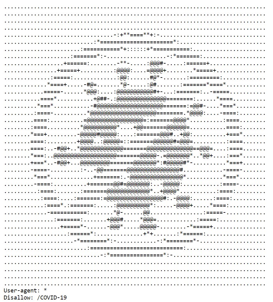🧑‍💻Comunidad #SEO, ¿os animáis a hacer #disallowCovid19? Cambia el robots.txt de tu web y no permitas que pase el virus.😷🚫
El nuestro ha quedado así. 👇
internetrepublica.com/robots.txt
¡Comparte el tuyo en los comentarios y etiqueta a otros SEO's!
#CoronaVirusChallenge #Coronavirus