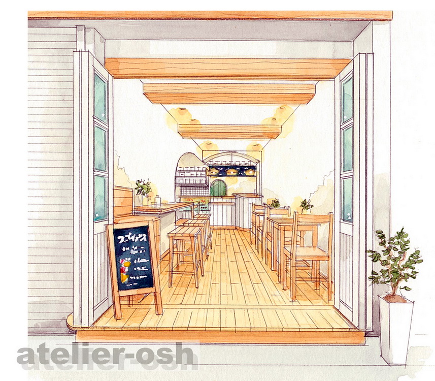 アトリエオッシュ 在 Twitter 上 オーガニックカフェ 店舗イラスト 手描き水彩画による建築イラスト 建築パースなら大阪のアトリエオッシュへ カフェイラスト 建築パース 手描きパース 店舗パース 店舗イラスト T Co L7y03kvhwp Twitter