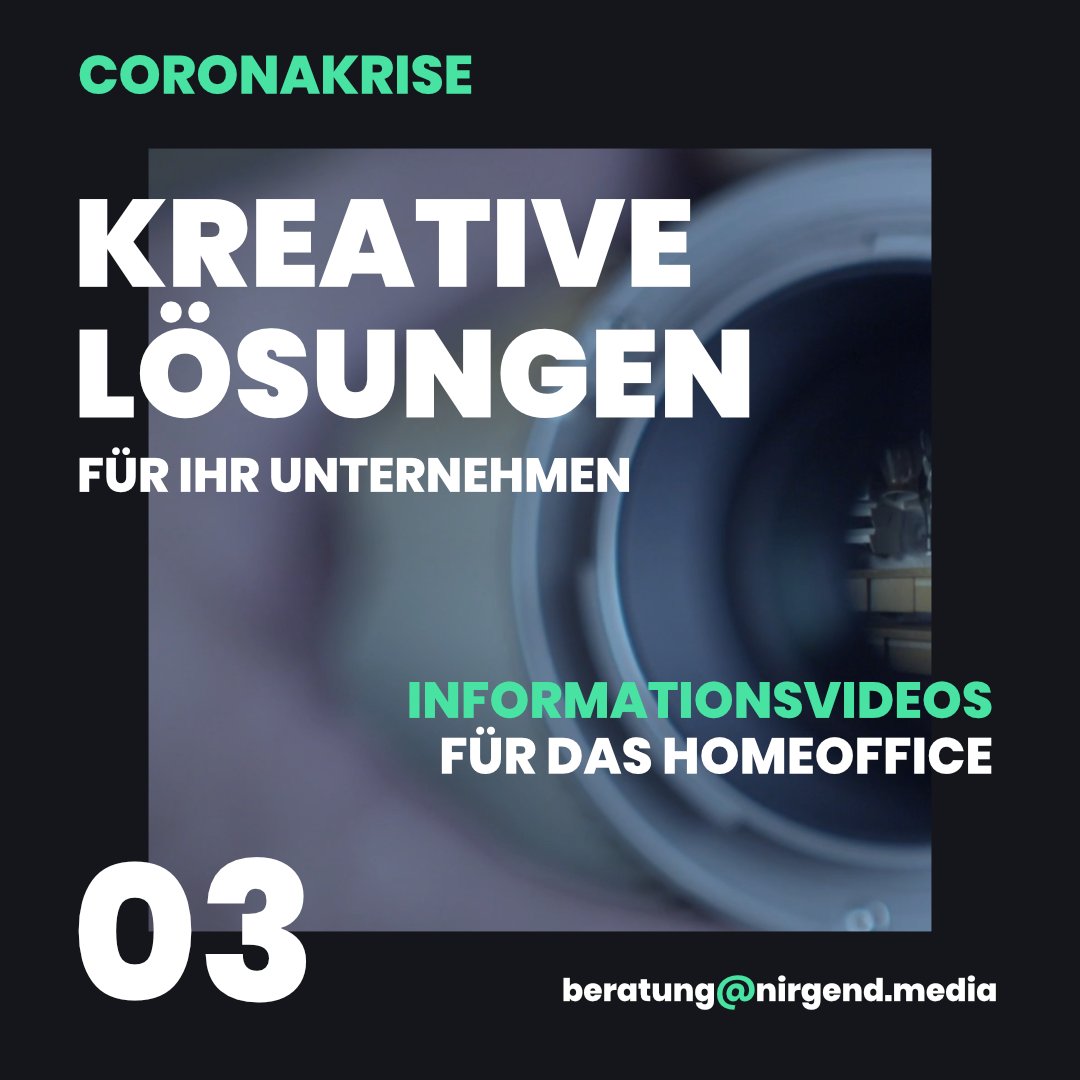 Die #Coronakrise stellt viele Firmen vor große Aufgaben. #Homeoffice, Ausfallende Meetings &amp; Messen, etc. Wir bieten Ihnen kreative Lösungen um diese Aufgaben souverän zu meistern! z.B. Informationsvideos für das Homeoffice.
#Digitalisierung #NewWork #videoproduktion